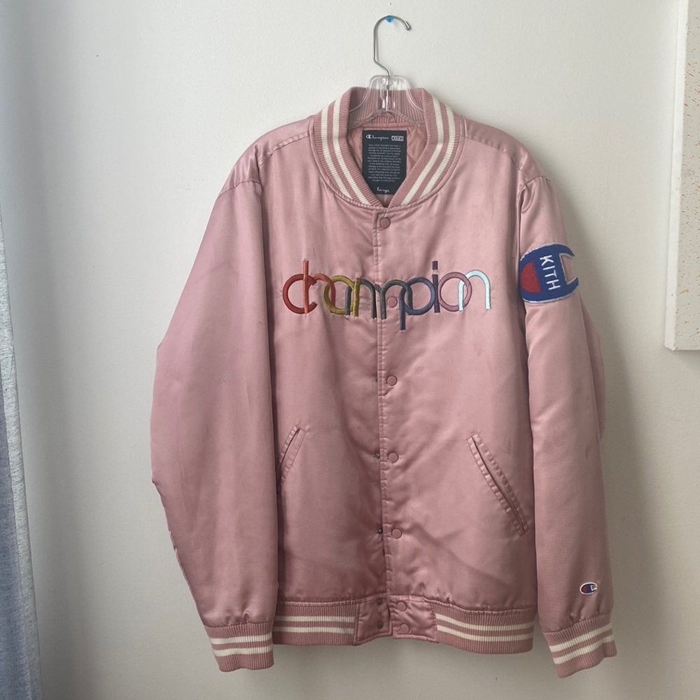 KITH x Champion Rosè colored starter Bomber jacket  size L